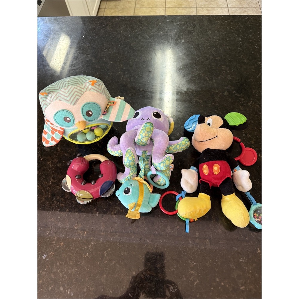 Baby Toy Lot B Toys Disney Mickey Rattle Octopus Musical Weeble Wobble Lot Of 4